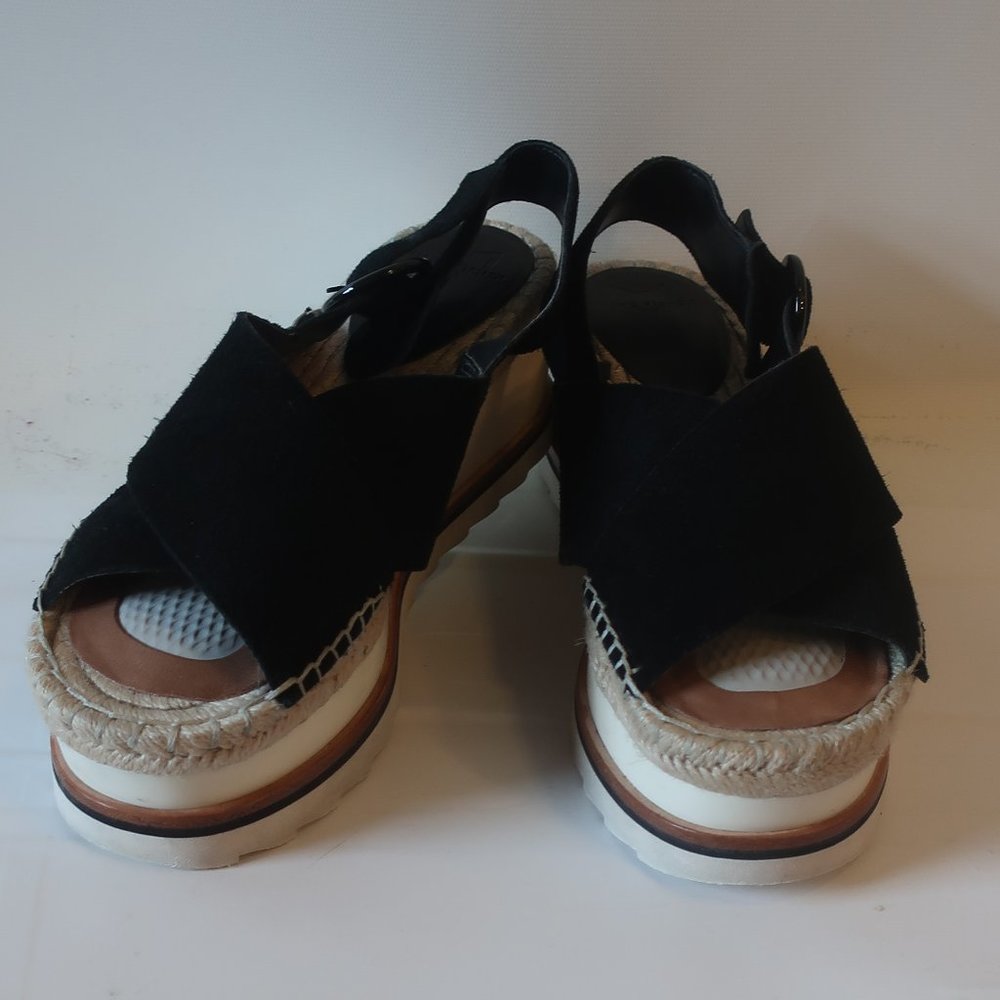 Womens Marc Fisher "Glenna" Black Suede Platform Espadrille Sandals Sz 7.5*